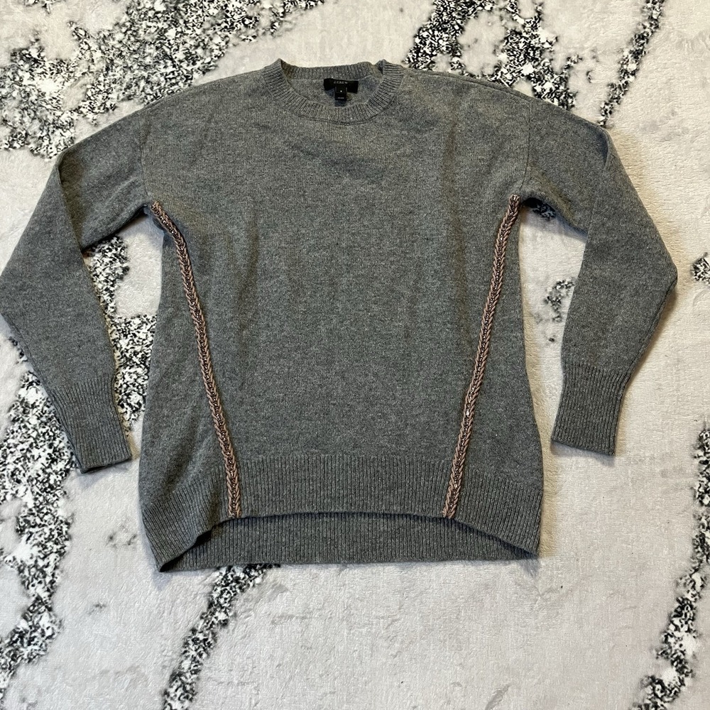J. Crew‎ Sweater Womens Size S Wool Heathered Grey Crew Pullover